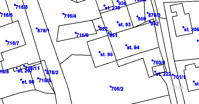 Parcela st. 95 v KÚ Hamry u Hlinska, Katastrální mapa