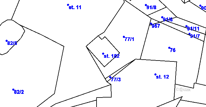Parcela st. 182 v KÚ Hamry u Hlinska, Katastrální mapa