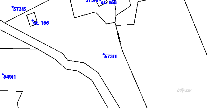 Parcela st. 573/1 v KÚ Hamry u Hlinska, Katastrální mapa