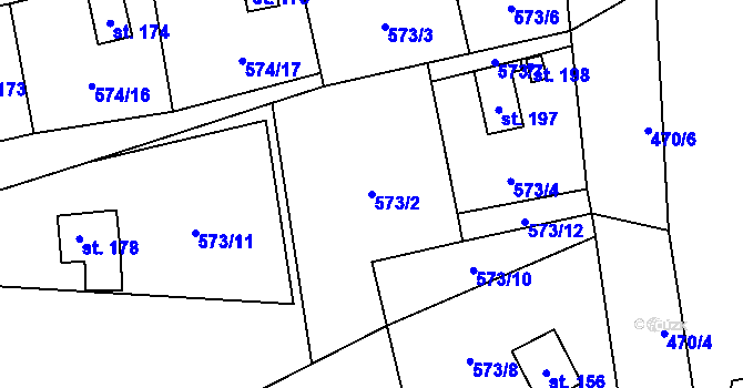 Parcela st. 573/2 v KÚ Hamry u Hlinska, Katastrální mapa