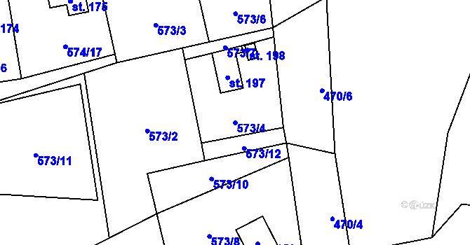 Parcela st. 573/4 v KÚ Hamry u Hlinska, Katastrální mapa