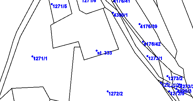 Parcela st. 333 v KÚ Hamry nad Křetínkou, Katastrální mapa