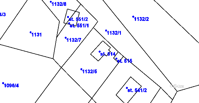 Parcela st. 514 v KÚ Hamry nad Křetínkou, Katastrální mapa