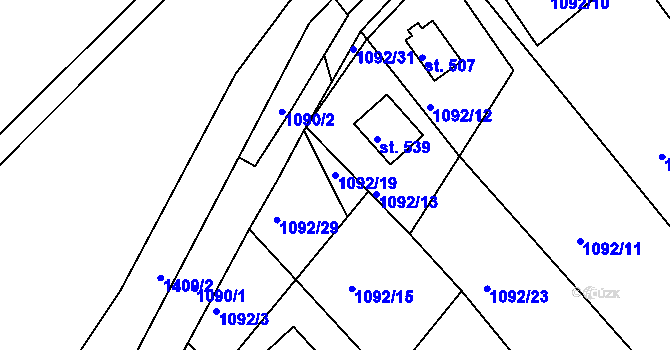 Parcela st. 1092/19 v KÚ Hamry nad Křetínkou, Katastrální mapa