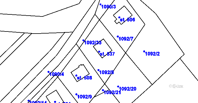 Parcela st. 537 v KÚ Hamry nad Křetínkou, Katastrální mapa