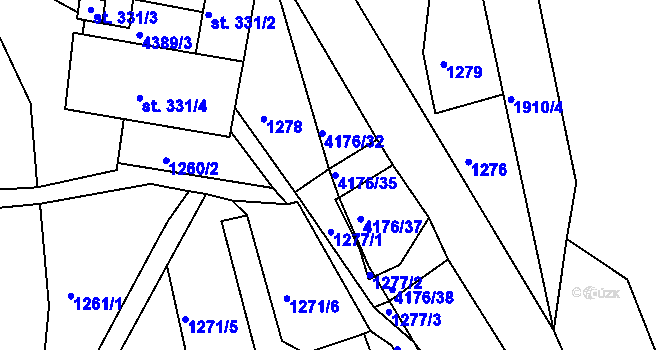 Parcela st. 4176/35 v KÚ Hamry nad Křetínkou, Katastrální mapa