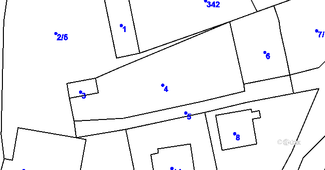 Parcela st. 4 v KÚ Hamry nad Sázavou, Katastrální mapa
