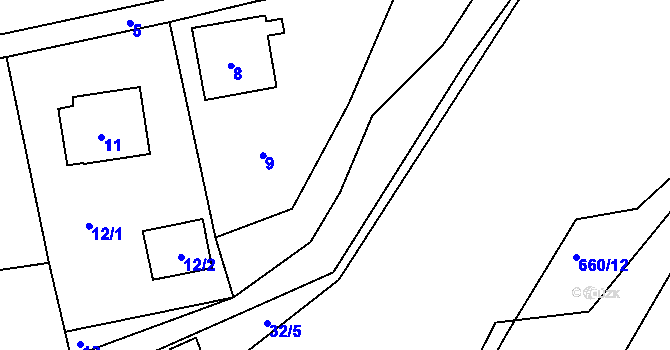 Parcela st. 10/2 v KÚ Hamry nad Sázavou, Katastrální mapa