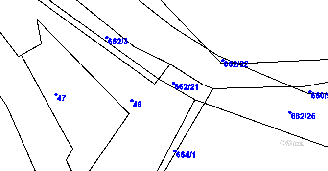 Parcela st. 46/4 v KÚ Hamry nad Sázavou, Katastrální mapa