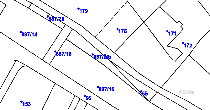 Parcela st. 53 v KÚ Hamry nad Sázavou, Katastrální mapa