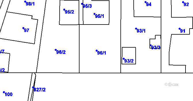 Parcela st. 96/1 v KÚ Hamry nad Sázavou, Katastrální mapa