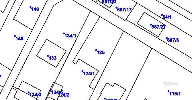 Parcela st. 125 v KÚ Hamry nad Sázavou, Katastrální mapa