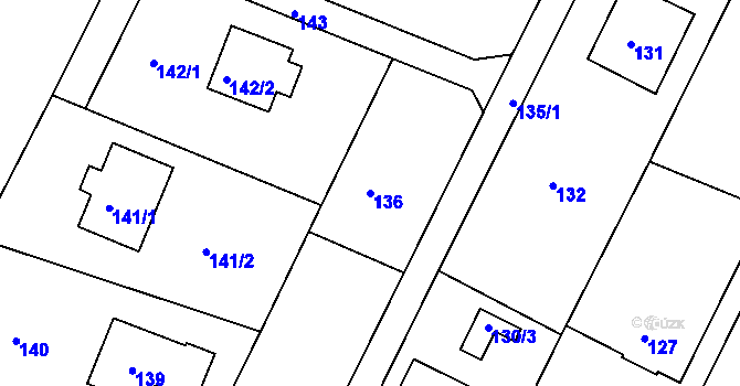 Parcela st. 136 v KÚ Hamry nad Sázavou, Katastrální mapa