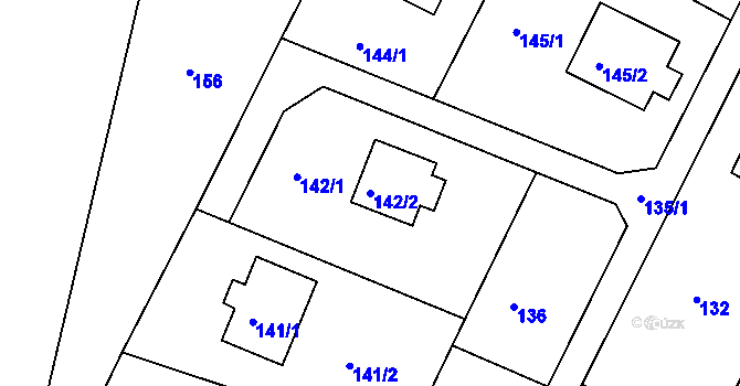 Parcela st. 142/2 v KÚ Hamry nad Sázavou, Katastrální mapa
