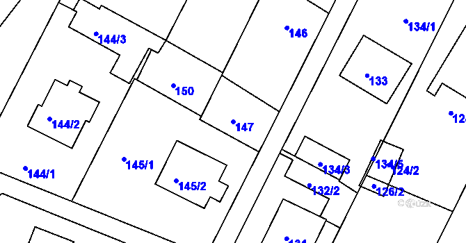 Parcela st. 147 v KÚ Hamry nad Sázavou, Katastrální mapa