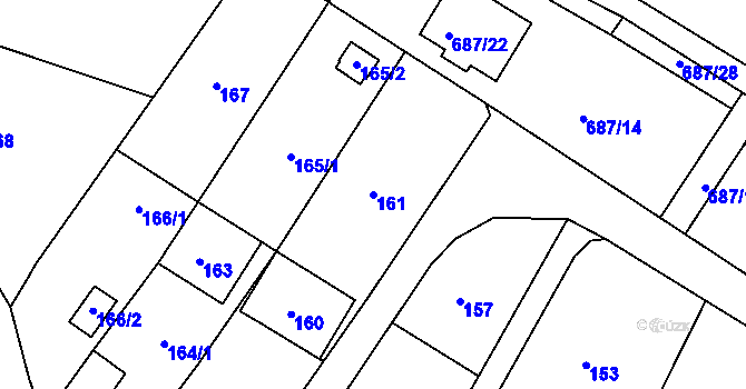 Parcela st. 161 v KÚ Hamry nad Sázavou, Katastrální mapa