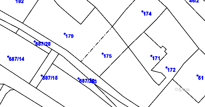 Parcela st. 175 v KÚ Hamry nad Sázavou, Katastrální mapa