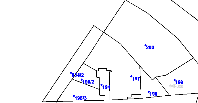 Parcela st. 195/1 v KÚ Hamry nad Sázavou, Katastrální mapa