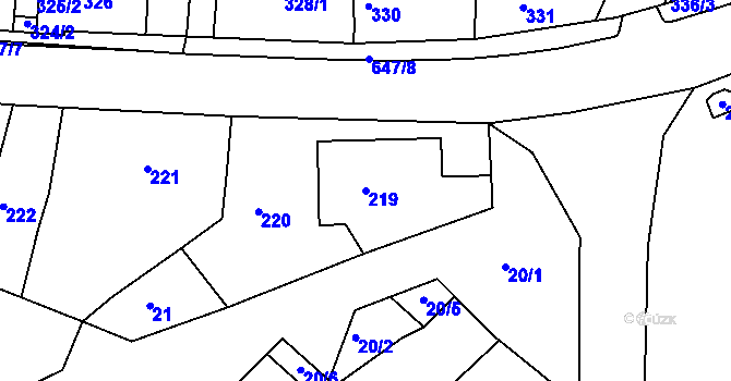 Parcela st. 219 v KÚ Hamry nad Sázavou, Katastrální mapa