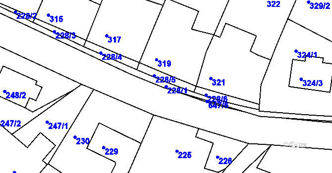 Parcela st. 228/1 v KÚ Hamry nad Sázavou, Katastrální mapa