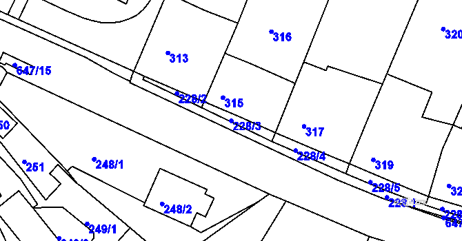 Parcela st. 228/3 v KÚ Hamry nad Sázavou, Katastrální mapa