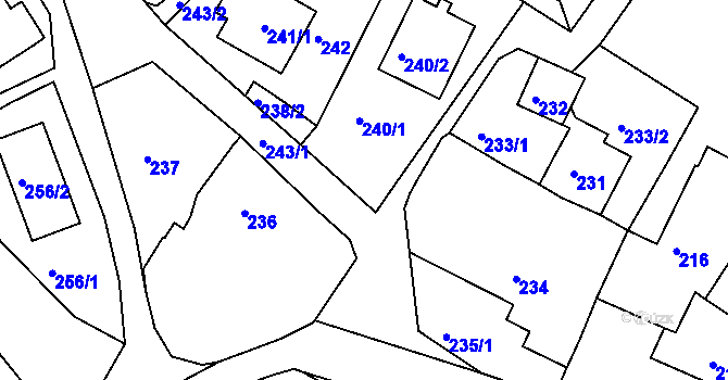 Parcela st. 239 v KÚ Hamry nad Sázavou, Katastrální mapa