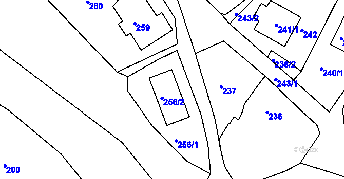 Parcela st. 256 v KÚ Hamry nad Sázavou, Katastrální mapa