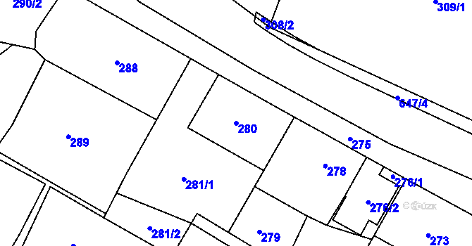 Parcela st. 280 v KÚ Hamry nad Sázavou, Katastrální mapa