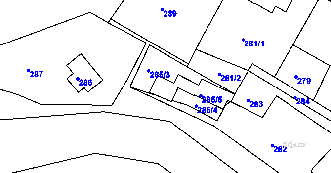 Parcela st. 285 v KÚ Hamry nad Sázavou, Katastrální mapa