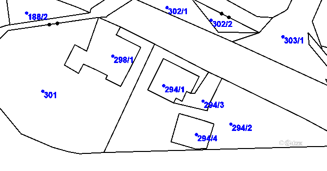 Parcela st. 294/1 v KÚ Hamry nad Sázavou, Katastrální mapa