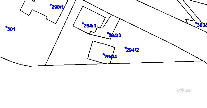 Parcela st. 294/4 v KÚ Hamry nad Sázavou, Katastrální mapa