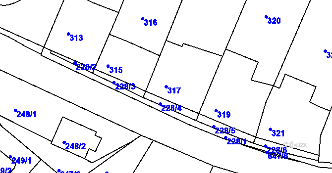 Parcela st. 317 v KÚ Hamry nad Sázavou, Katastrální mapa
