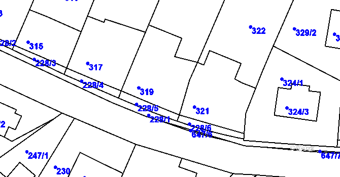Parcela st. 319 v KÚ Hamry nad Sázavou, Katastrální mapa