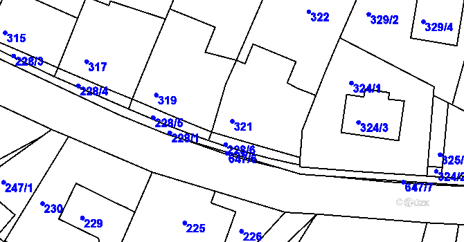 Parcela st. 321 v KÚ Hamry nad Sázavou, Katastrální mapa