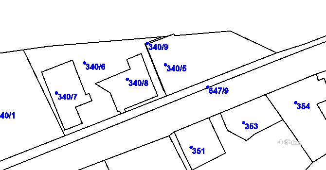 Parcela st. 340/2 v KÚ Hamry nad Sázavou, Katastrální mapa