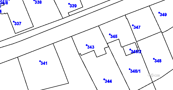 Parcela st. 343 v KÚ Hamry nad Sázavou, Katastrální mapa