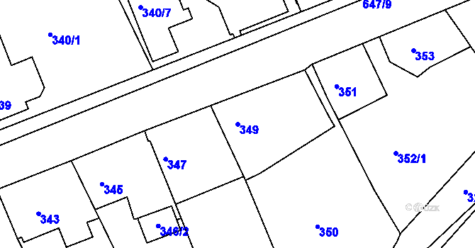 Parcela st. 349 v KÚ Hamry nad Sázavou, Katastrální mapa