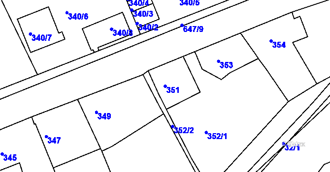 Parcela st. 351 v KÚ Hamry nad Sázavou, Katastrální mapa