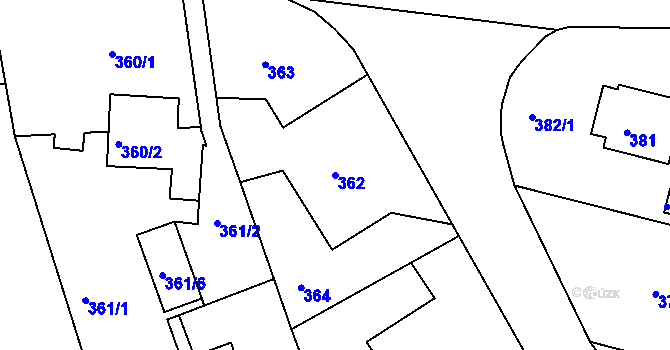 Parcela st. 362 v KÚ Hamry nad Sázavou, Katastrální mapa