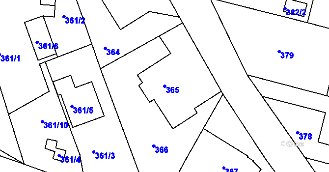 Parcela st. 365 v KÚ Hamry nad Sázavou, Katastrální mapa