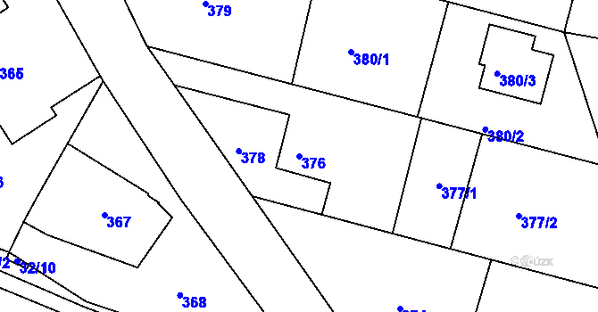 Parcela st. 376 v KÚ Hamry nad Sázavou, Katastrální mapa