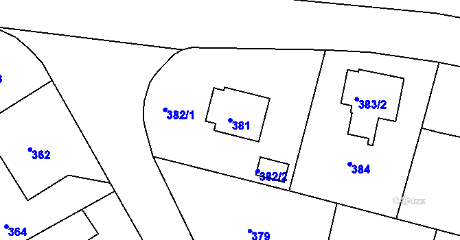 Parcela st. 381 v KÚ Hamry nad Sázavou, Katastrální mapa