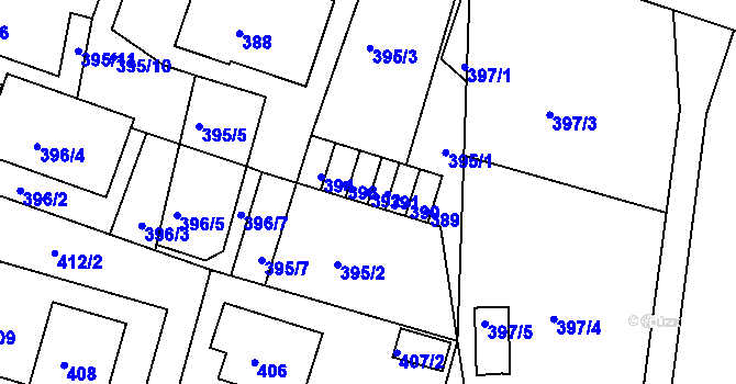 Parcela st. 392 v KÚ Hamry nad Sázavou, Katastrální mapa