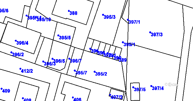 Parcela st. 393 v KÚ Hamry nad Sázavou, Katastrální mapa