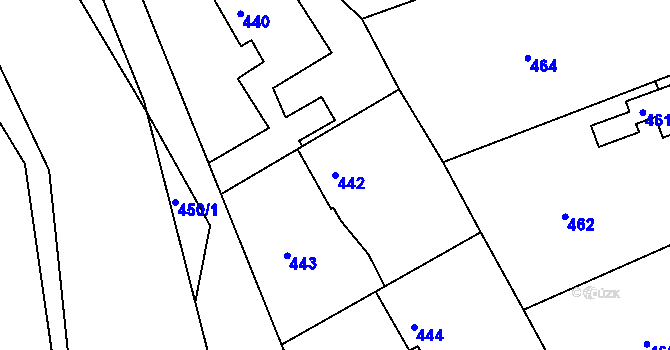 Parcela st. 442 v KÚ Hamry nad Sázavou, Katastrální mapa