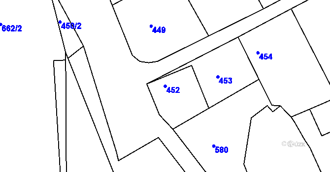 Parcela st. 452 v KÚ Hamry nad Sázavou, Katastrální mapa