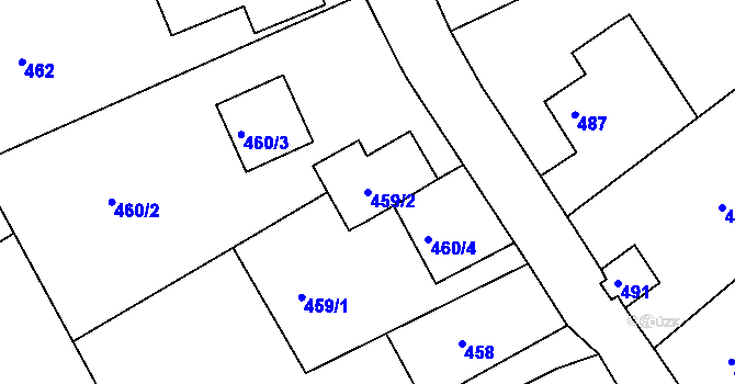 Parcela st. 459/2 v KÚ Hamry nad Sázavou, Katastrální mapa