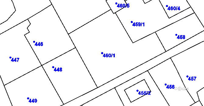 Parcela st. 460/1 v KÚ Hamry nad Sázavou, Katastrální mapa