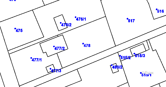 Parcela st. 478 v KÚ Hamry nad Sázavou, Katastrální mapa
