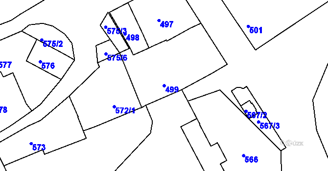 Parcela st. 499 v KÚ Hamry nad Sázavou, Katastrální mapa